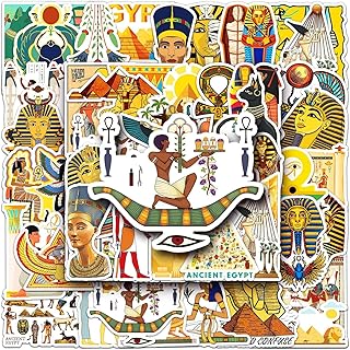 50pcs autocollants en vinyle imperméables egypte ancienne pyramide des civilisations perdues, sphinx, pharaon