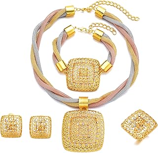 Parure de bijoux en or 24 carats pour femme composée d'un