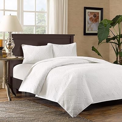 Parure de lit madison park curren 3 pièces, king size, blanc, mp13-713