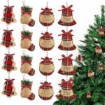Ensemble de décorations d'arbre de noël rustique lonoro 16 pièces en toile