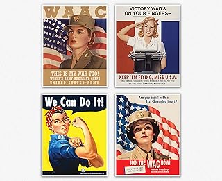 Affiches de femmes américaines de la seconde guerre mondiale - impressions de propagande vintage - décor militaire américain, lot de 4 sans cadre (8 x 10 pouces). DIAYTAR COTE D'IVOIRE est une boutique en ligne généraliste proposant plus de 300 000 références de produits variés. Elle est leader dans le marché ivoirien en termes de ventes en ligne. La qualité et la diversité de ses produits lui ont valu une réputation excellente.
