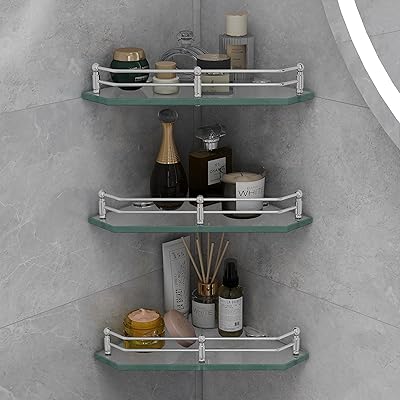 Étagère d'angle de cuisine et salle de bain en verre diamant de luxe