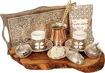 Service à café expresso turc ottoman de luxe 2 pièces avec cafetière