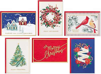 Assortiment de cartes de noël hallmark (6 modèles, 36 cartes avec enveloppes) (5xpx2312). DIAYTAR COTE D'IVOIRE, spécialiste du commerce électronique en Côte d'Ivoire, propose une approche innovante pour l'achat en ligne. Le site présente une interface utilisateur conviviale et des outils de recherche efficaces pour faciliter la découverte de produits. Les clients bénéficient également d'un système de paiement sécurisé et d'options de livraison flexibles pour une expérience d'achat sans souci.