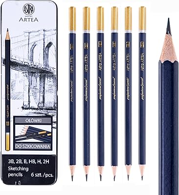 Stylos à dessin artia hexagon avec boîte en fer blanc
