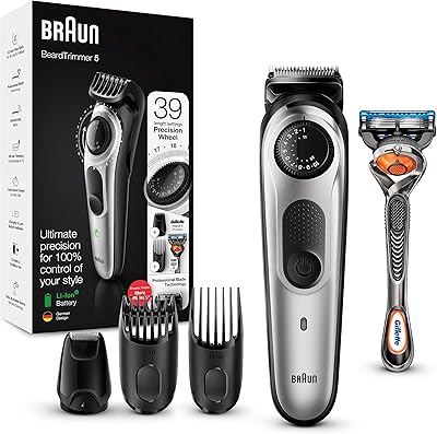 Tondeuse à barbe compacte braun bt5265 pour hommes avec rasoir gillette proglide, noir