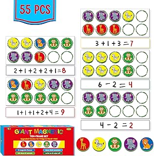 Ensemble magnétique de dix cadres, 5 cadres et 55 compteurs colorés, jeux mathématiques