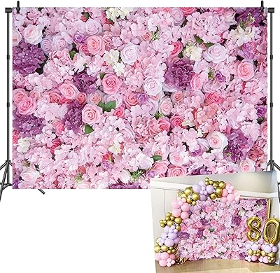 Mur de fleurs roses violettes pour femmes, arrière-plan de photographie florale, pour fête