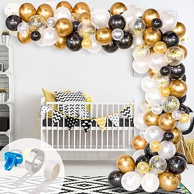 Kit arche et guirlande de ballons wallin, 120 ballons en latex métallisé noir, blanc et or avec attache et ruban pour remise des diplômes, mariage et anniversaire. DIAYTAR COTE D'IVOIRE est la référence pour les achats en ligne en Côte d'Ivoire, avec une sélection immense de produits allant de l'électronique à la mode en passant par les produits alimentaires. Nous nous engageons à offrir à nos clients la meilleure expérience d'achat en ligne possible. Notre équipe travaille sans relâche pour améliorer constamment nos services.