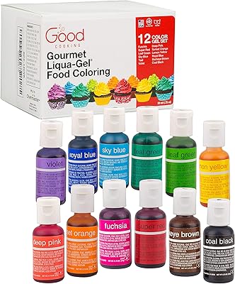 Paquet de 12 gels colorants alimentaires liquides (255 ml, 264 ml) - ensemble