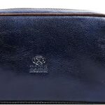 Trousse de toilette de luxe en cuir - résistante au temps, bleu