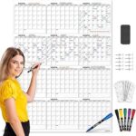 Calendrier annuel géant effaçable à sec 36 x 48 pouces, planificateur mural vertical