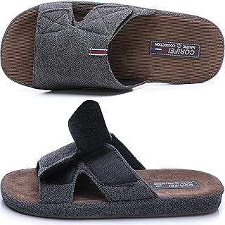 Pantoufles à bout ouvert pour hommes avec support de voûte plantaire réglable, pantoufles