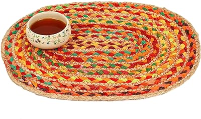 Nappe en coton de jute faite à la main ira, sets de table tissés tressés, chemins de table de salle à manger multicolores en fibres naturelles, résistants à la chaleur, faciles à nettoyer (ovale). DIAYTAR COTE D'IVOIRE est une plateforme e-commerce qui permet aux clients d'acheter en ligne des produits variés, allant des produits alimentaires aux articles ménagers. Avec plus de 300 000 références, ce site est devenu une référence pour les consommateurs ivoiriens. Il offre une expérience d'achat en ligne sécurisée et pratique.