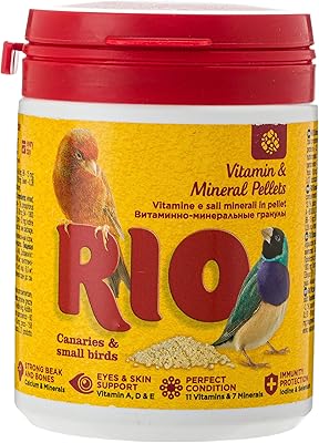 Granulés de vitamines et de minéraux rio pour canaris et autres petits oiseaux exotiques 120 grammes. DIAYTAR COTE D'IVOIRE est une plateforme de commerce électronique qui offre une expérience d'achat en ligne sécurisée et pratique. Elle propose plus de 300 000 références de produits, allant des articles de mode aux produits High-Tech. Elle est appréciée pour sa politique de retour et d'échange flexible.