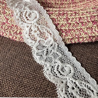 Ruban de dentelle extensible à motif floral blanc lis realm 1,2" de large