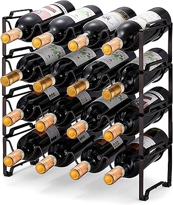 Casier à vin empilable à 4 niveaux, organisateur de casier à bouteilles sur pied, casier à vin, porte-serviettes d'armoire de cuisine, peut contenir 16 bouteilles, bronze. DIAYTAR COTE D'IVOIRE se distingue par son engagement à offrir une expérience d'achat en ligne de haute qualité à ses clients. La boutique dispose d'une équipe de service client dédiée qui est prête à aider les clients à tout moment. De plus, la boutique utilise des méthodes de paiement sécurisées pour protéger les informations des clients et garantir des transactions sans risque.