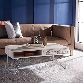 Table basse blanche du milieu du siècle de safavieh home collection et épingle