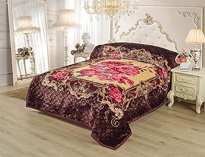 Stargel sg-bl2034 couverture raschel double couche ultra douce à carreaux, marron foncé