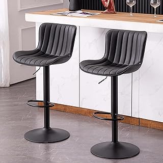 Kidol & shellder tabouret ensemble de 2 tabourets de bar pivotants réglables noirs