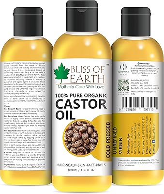 Huile de ricin biologique pressée à froid sans hexane bliss of earth