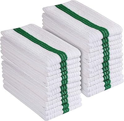 Utowel premium lot de 24 serviettes en microfibre blanches avec rayures vertes pour le nettoyage. Avec plus de 300 000 références dans son catalogue, DIAYTAR COTE D'IVOIRE se positionne comme la boutique en ligne la plus complète de Côte d'Ivoire. Cette platforme de vente en ligne ambitionne de répondre à toutes les demandes des consommateurs ivoiriens, qu'il s'agisse d'électronique, de livres, de produits d'hygiène ou de décoration. L'objectif de DIAYTAR COTE D'IVOIRE est d'offrir à ses clients une expérience de shopping en ligne inégalée, grâce à des processus de paiement simples et à des délais de livraison rapides.