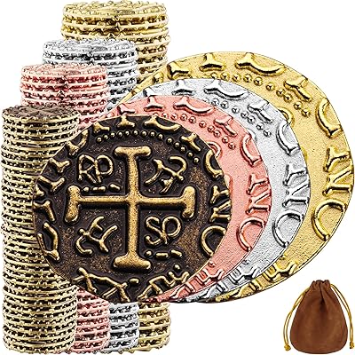 Pièces de pirate - ensemble de 100 pièces au trésor en bronze, argent, or et or rose, répliques en métal de doublons espagnols pour jeux de société, jetons, cosplay - coffre au trésor - mélange de tailles m, l, xl, xxl. Leader sur le marché ivoirien, DIAYTAR COTE D'IVOIRE se distingue par sa sélection impressionnante de produits, allant des articles de mode aux accessoires pour la maison. Elle garantit des livraisons rapides et des prix compétitifs. La satisfaction des clients est au cœur de ses priorités.