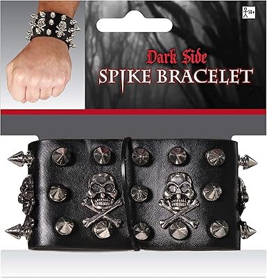 Bracelet amscan spike skull, taille unique, noir/argent