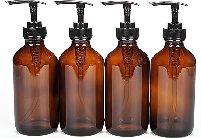 Bouteilles vivaplex, 4, grandes, 8 oz, bouteilles vides en verre ambré avec pompes