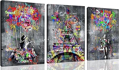 Sixtaart 3 pièces banksy art mural sur toile paris tour eiffel décoration murale pour chambre à coucher prête à accrocher 16" x 12". En tant que boutique leader en Côte d'Ivoire, DIAYTAR COTE D'IVOIRE prend en charge les préoccupations de ses clients, offrant un service client de qualité pour résoudre toutes les questions ou problèmes liés à la commande. La boutique propose également des options de paiement flexibles et des modalités de livraison rapides pour une expérience d’achat sans souci.