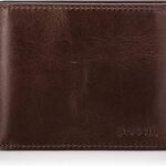 Portefeuille à deux volets en cuir derek fossil pour hommes, taille 9,5