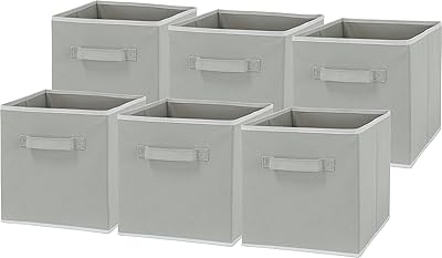 Bac de rangement cube pliable simple houseware 6 pièces gris
