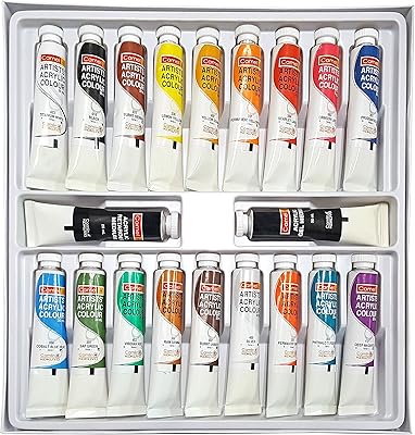 Couleurs acryliques komlin artist de kokuyo (18 nuances, 20 ml)