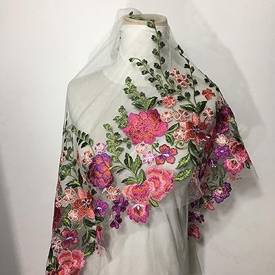 15,7" de largeur des patchs de fleurs en tissu de dentelle brodé coloré