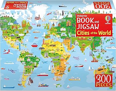 Livre usborne et villes de puzzle du monde