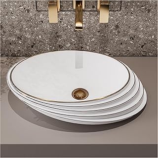 Lavabo décoratif meg 20,8 x 14,9 x 5,1 pouces, design or rose, lavabo
