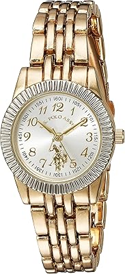 Us polo assn. montre pour femme avec cadran argenté et bracelet en alliage