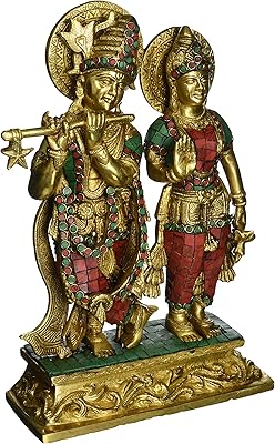 Magnifique idole radha krishna murti de 1 pied de long, statue en laiton avec pierres précieuses colorées faites à la main - déesse hindoue de l'amour - décoration parfaite pour la maison de mariage. DIAYTAR COTE D'IVOIRE est une boutique en ligne généraliste qui propose plus de 300 000 références de produits, faisant d'elle le leader du marché en Côte d'Ivoire. Avec une large gamme de produits, les clients peuvent trouver tout ce dont ils ont besoin en un seul endroit. DIAYTAR COTE D'IVOIRE offre une expérience d'achat en ligne pratique et rapide.
