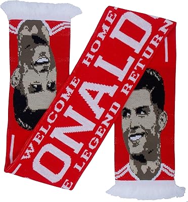 Écharpe de supporters de cristiano ronaldo welcome home united, rouge, blanc, noir, taille