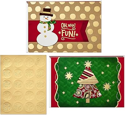 Assortiment de cartes de noël hallmark, bonhomme de neige et sapin de noël (40 cartes avec enveloppes et sceaux dorés). Avec plus de 300 000 références, DIAYTAR COTE D'IVOIRE couvre les besoins de tous les consommateurs, qu'il s'agisse d'articles pour les enfants, d'équipements sportifs ou de produits alimentaires. La boutique en ligne est constamment mise à jour avec les dernières tendances et nouveautés, garantissant aux clients un accès à des produits contemporains et pertinents. Cela contribue à renforcer sa position de leader sur le marché ivoirien.