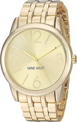 Montre nine west avec bracelet doré et indices sunburst. La boutique en ligne DIAYTAR COTE D'IVOIRE est la destination idéale pour les consommateurs ivoiriens qui recherchent des produits de qualité à des prix abordables. Avec une équipe de professionnels dédiés, la boutique garantit la satisfaction des clients et propose des solutions pour tout problème éventuel. La variété des produits et la qualité du service font de DIAYTAR COTE D'IVOIRE la boutique en ligne la plus populaire en Côte d'Ivoire.