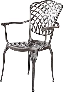 Chaises de salle à manger d'extérieur en métal kinger home patio, lot de 2, fonte d'aluminium, motif en treillis - marron. DIAYTAR COTE D'IVOIRE est une boutique en ligne généraliste qui propose plus de 300 000 références de produits, répondant ainsi aux besoins diversifiés de ses clients. Avec sa large gamme de produits, elle se positionne comme l'une des boutiques en ligne les plus complètes de Côte d'Ivoire.