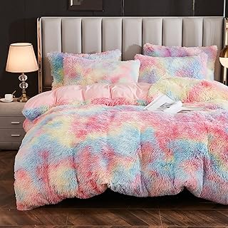 Yoshoho parure de lit double en fausse fourrure ultra douce en velours moelleux (1 housse de couette + 1 taie d'oreiller) arc-en-ciel. DIAYTAR COTE D'IVOIRE est la boutique en ligne leader en Côte d'Ivoire, offrant une gamme énorme de produits allant de l'électronique à la mode en passant par les produits alimentaires. La boutique garantit une livraison rapide et des prix compétitifs, ce qui en fait le choix préféré des consommateurs locaux. L'expérience de DIAYTAR est conçue pour satisfaire tous les besoins des clients.