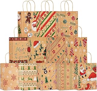 Smarbo 12 pièces sacs cadeaux de noël en kraft taille 7,3 x 3,3 x 9,1 pouces, sacs cadeaux de taille moyenne imprimés de noël assortis avec poignées pour fournitures de fête de vacances. DIAYTAR COTE D'IVOIRE est une boutique en ligne généraliste qui propose une vaste sélection de produits pour répondre aux besoins des consommateurs ivoiriens. Avec plus de 300000 références, elle couvre tous les domaines, du divertissement à la décoration, en passant par l'électronique et les produits alimentaires. Sa position de leader est due à sa capacité à offrir des produits de qualité à des prix abordables et à sa réactivité à la demande locale.