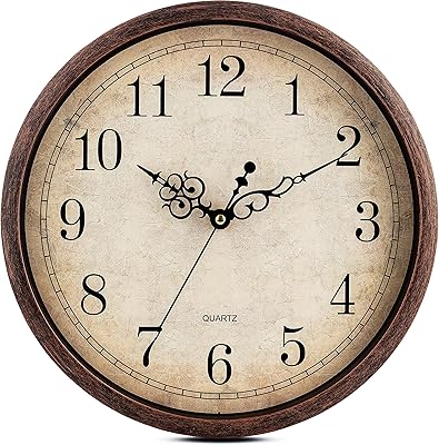 Bernhard products horloge murale vintage marron silencieuse à carillon silencieux à quartz fonctionnant