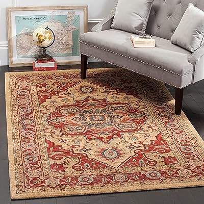 Safavieh mahal collection mah698a tapis rouge et naturel (5'1" x 7'7")