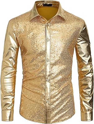 Chemise à manches longues à paillettes pour hommes chemise métallique des années 70 chemises boutonnées brillantes pour la soirée disco hip hop des années 70. DIAYTAR COTE D'IVOIRE est la référence en matière de boutique en ligne en Côte d'Ivoire. Elle propose une gamme étendue de produits, allant des électroniques aux vêtements en passant par les accessoires. Les clients peuvent profiter de promotions et de réductions régulières pour réaliser des économies sur leurs achats en ligne.