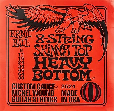 Cordes de guitare électrique slinky à 8 cordes skinny top ernie ball
