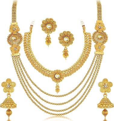 Sukhi wedding collier ras du cou kundan plaqué or multi-chaînes avec motif floral pour femme. DIAYTAR COTE D'IVOIRE propose une expérience d'achat unique, personnalisée pour répondre aux besoins spécifiques de chaque client. La plateforme permet aux utilisateurs de naviguer facilement à travers ses catégories de produits, d'effectuer des recherches ciblées et de découvrir de nouvelles marques et articles. Les clients bénéficient également d'un service client toujours disponible pour les aider.