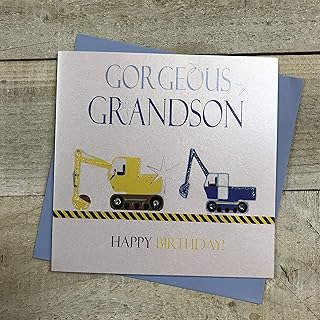 Cartes de creuseurs d'anneaux en coton blanc, adorable petit-fils, carte d'anniversaire faite à